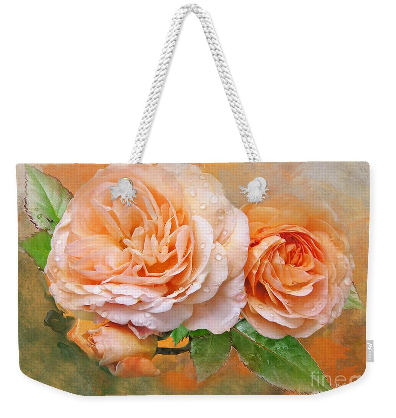 Roses Weekender Tote Bag featuring the mixed media Rose Delight by Morag Bates