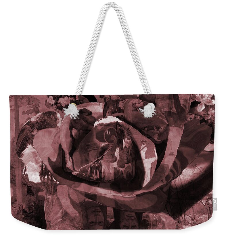 Abstract In The Living Room Weekender Tote Bag featuring the painting Rose No 2 by David Bridburg