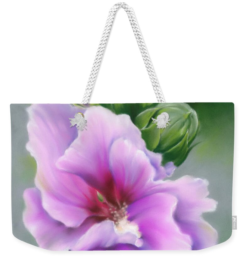 Botanical Weekender Tote Bag featuring the painting Rose of Sharon Flower and Buds by MM Anderson