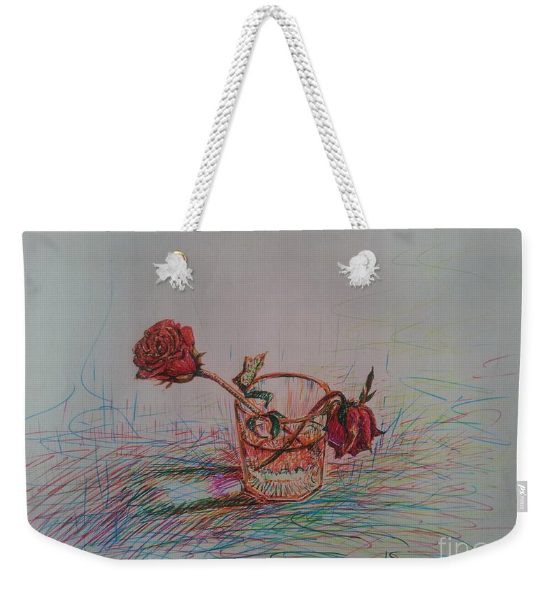 Rose Weekender Tote Bag featuring the painting Rose to End by Sukalya Chearanantana
