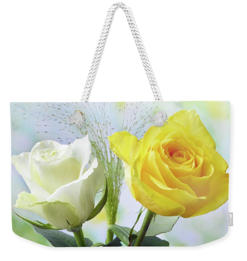 Roses Weekender Tote Bag featuring the photograph Roses and China Grass by Terence Davis