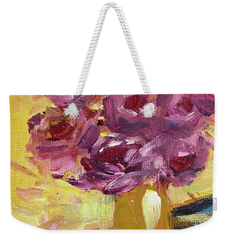 Roses Weekender Tote Bag featuring the painting Roses on a Sunny Day by Roxy Rich