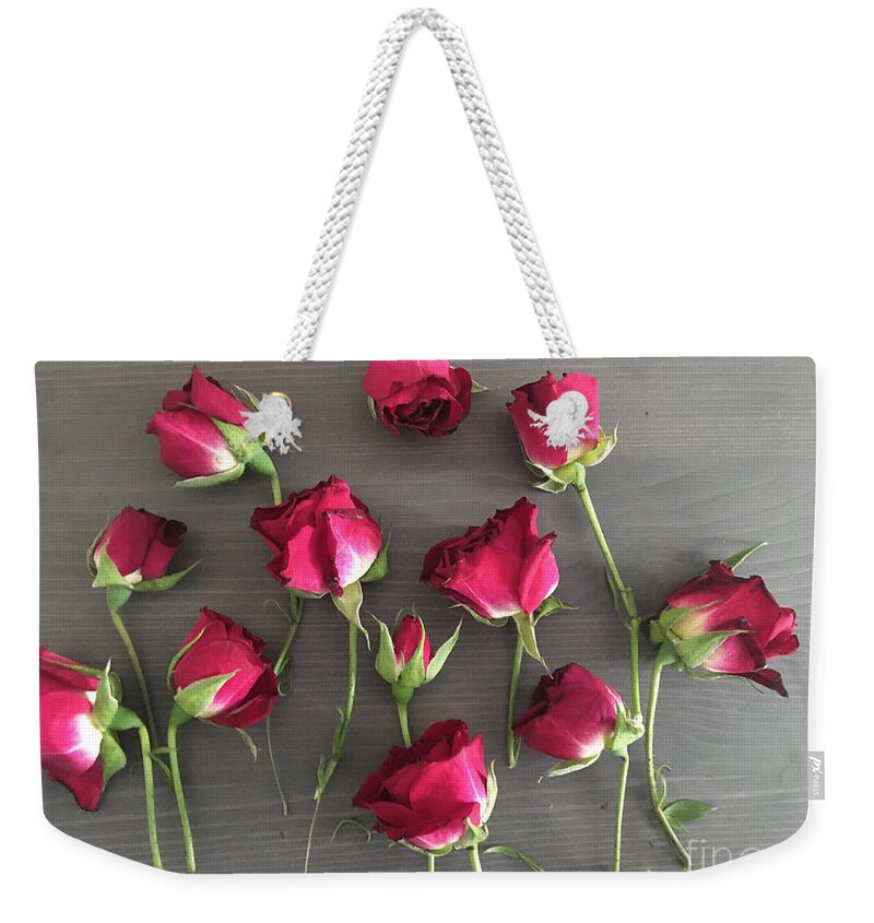 Roses Weekender Tote Bag featuring the photograph Roses on Wood by Francis Smith Brown