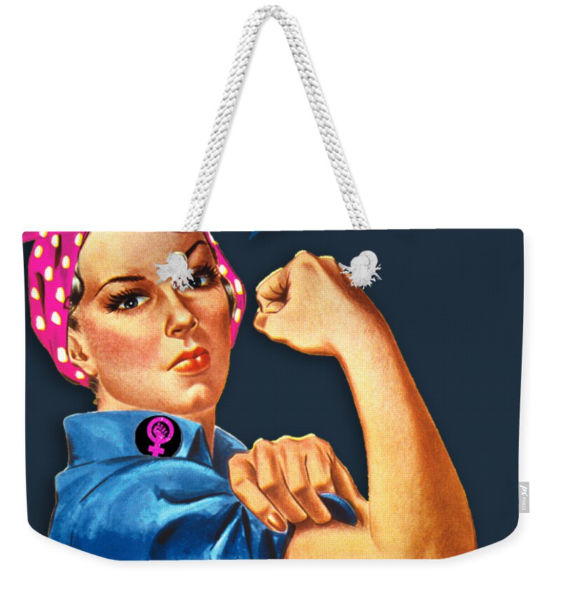 Reproductive Weekender Tote Bag featuring the painting Rosie Women's Rights Pro Choice Human by Tony Rubino