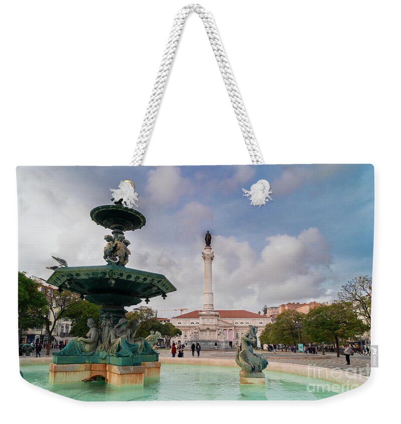 Lisbon Weekender Tote Bag featuring the photograph Rossio Square, Lisbon by Anastasy Yarmolovich