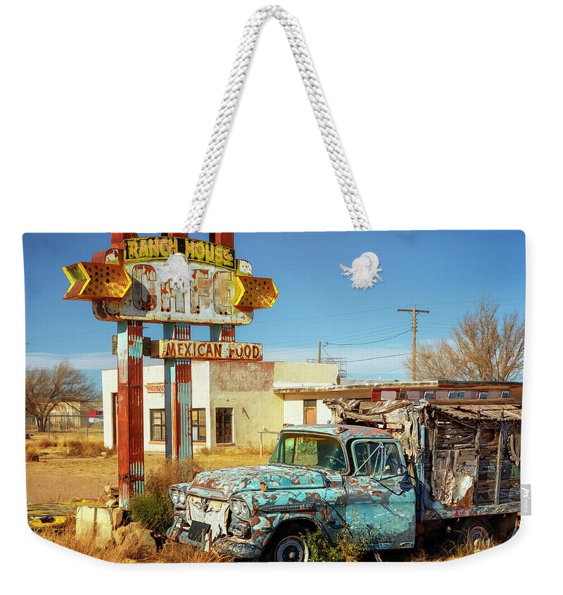 Route 66 Weekender Tote Bag featuring the photograph Route 66 - Ranch House Cafe by Susan Rissi Tregoning