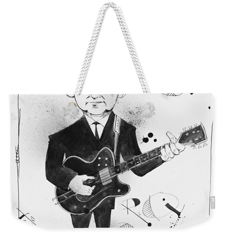  Weekender Tote Bag featuring the drawing Roy Orbison by Phil Mckenney