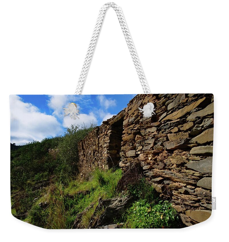 Alentejo Weekender Tote Bag featuring the photograph Ruins of a schist cottage in Alentejo by Angelo DeVal