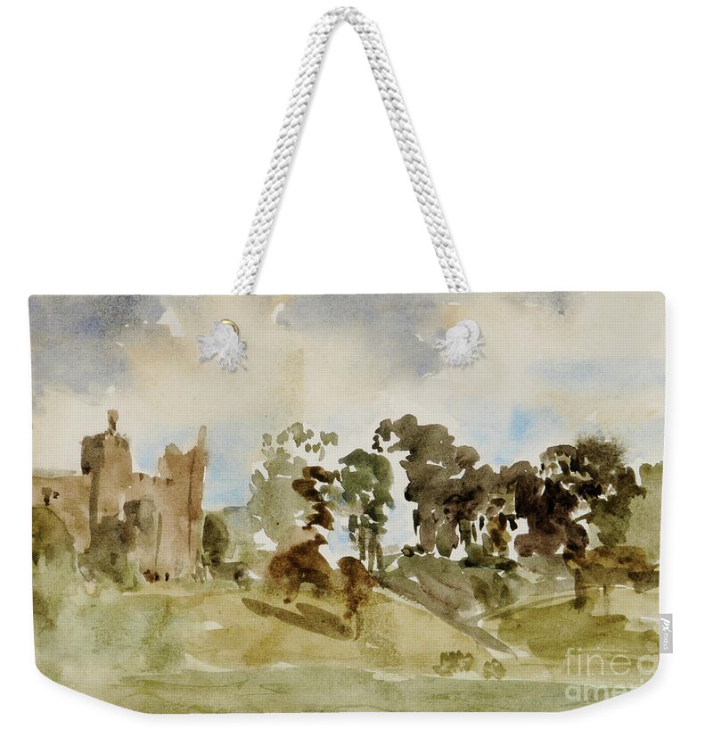 Landscape Weekender Tote Bag featuring the painting Rural landscape, watercolor by Philip Wilson Steer