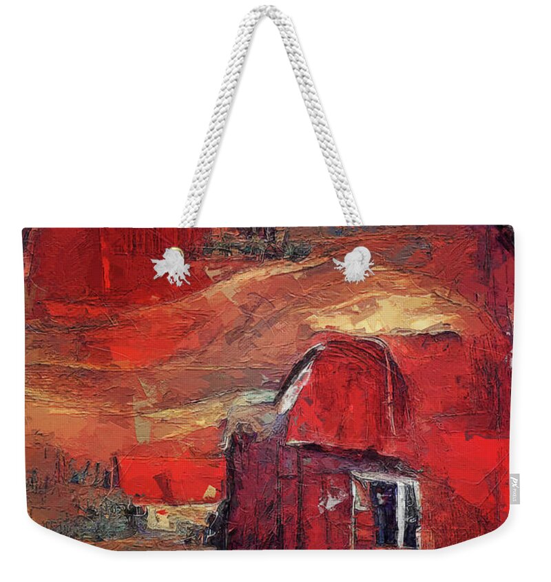 Rural Red Weekender Tote Bag featuring the painting Rural Red by Dan Sproul