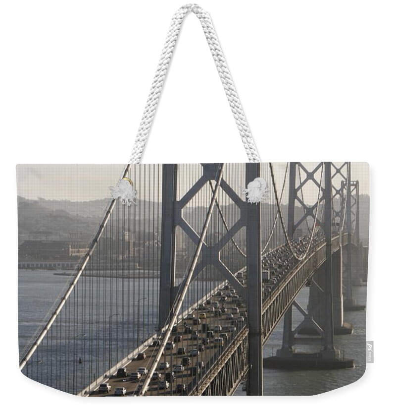 Rush Hour Weekender Tote Bag featuring the photograph Rush Hour on the San Francisco Bay Bridge by Tony Lee