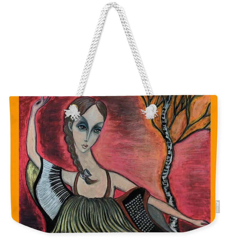 Lady Weekender Tote Bag featuring the painting Russian Fairytale by Yana Golberg