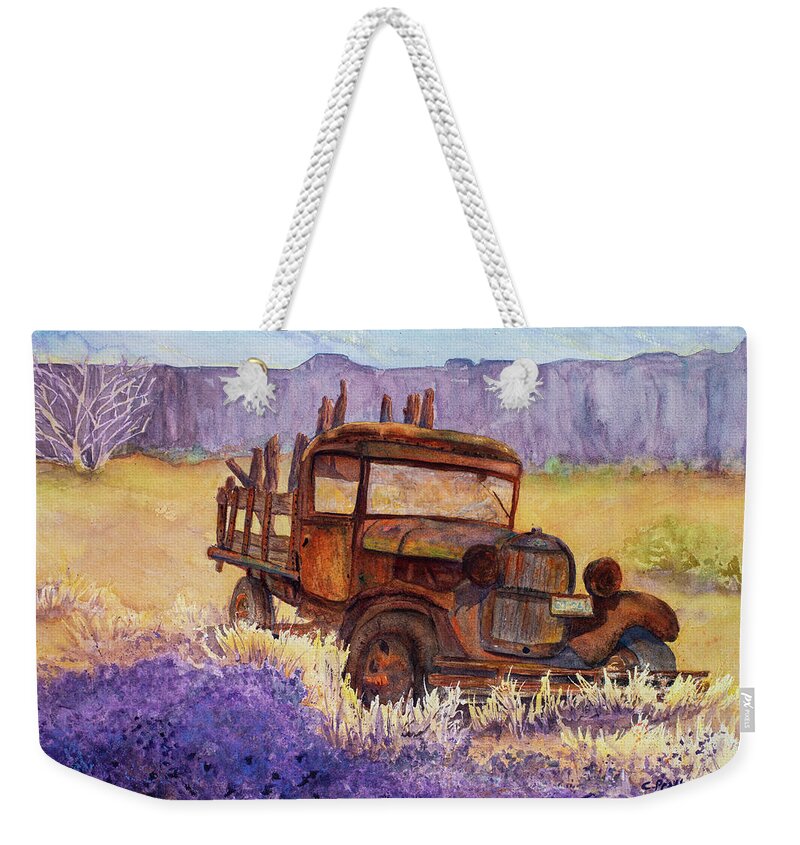 Ford Weekender Tote Bag featuring the painting Rust Bucket by Cheryl Prather