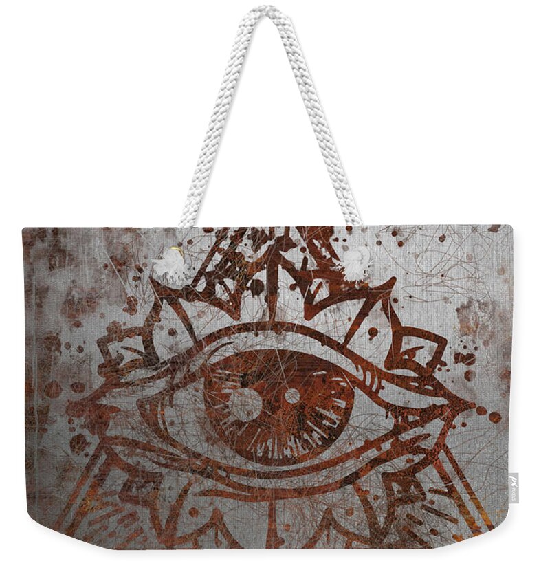 Rust Weekender Tote Bag featuring the painting Rust EYE of CONSCIOUSNESS by Vart by Vart Studio