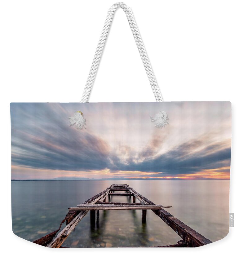 Jetty Weekender Tote Bag featuring the photograph Rusty Jetty I by Alexios Ntounas