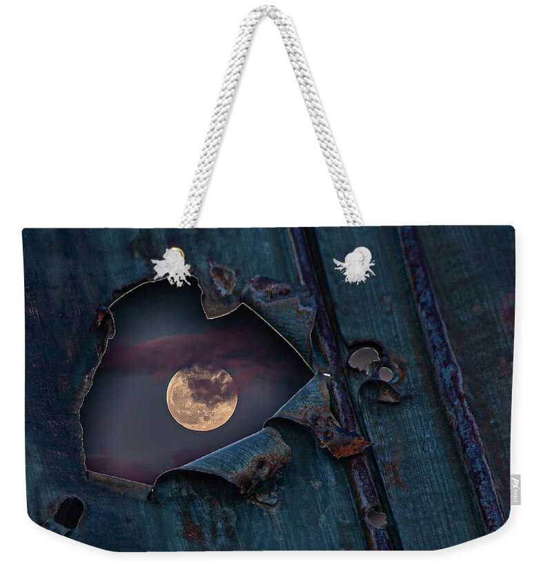 Planet Weekender Tote Bag featuring the photograph Rusty Moon by Mike Lee