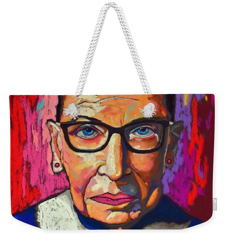 Ruth Weekender Tote Bag featuring the painting Ruth Bader Ginsburg by David Hinds
