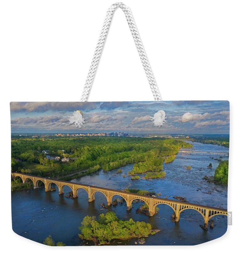 Richmond Weekender Tote Bag featuring the photograph Rva 019 by Richmond Aerials