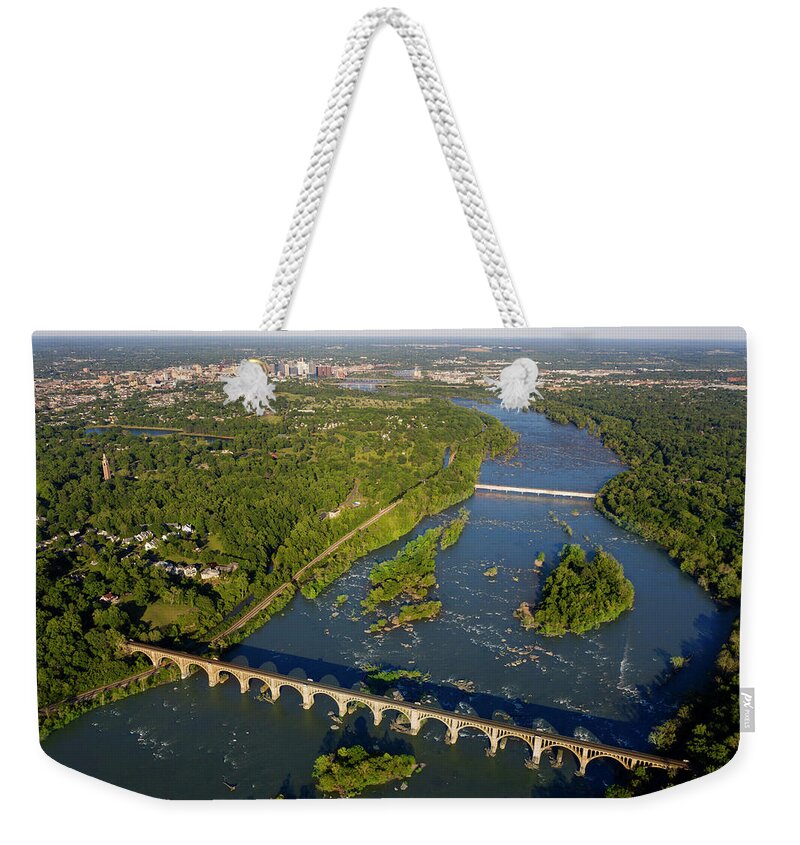 Richmond Weekender Tote Bag featuring the photograph Rva 022 by Richmond Aerials