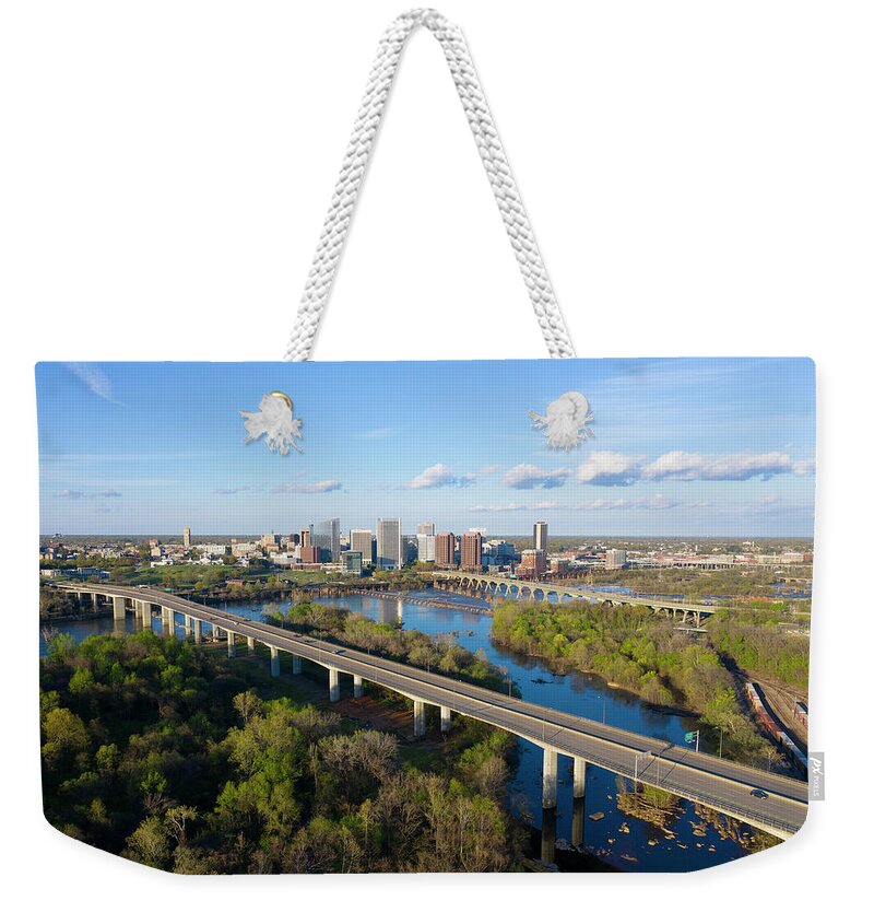 Richmond Weekender Tote Bag featuring the photograph Rva 023 by Richmond Aerials