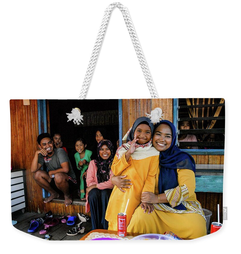 Malaysia Weekender Tote Bag featuring the photograph All My Relations - Local Family, Sabah, Malaysian Borneo by Earth And Spirit