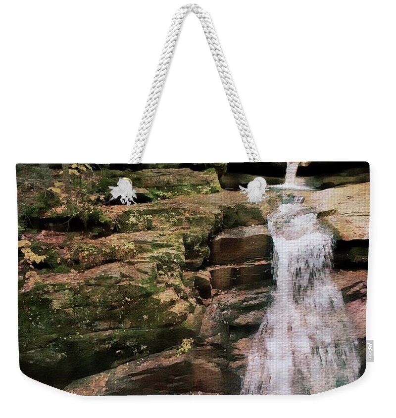 Waterfall Weekender Tote Bag featuring the photograph Sabbaday Falls, White Mtns.#7  by Marcia Lee Jones
