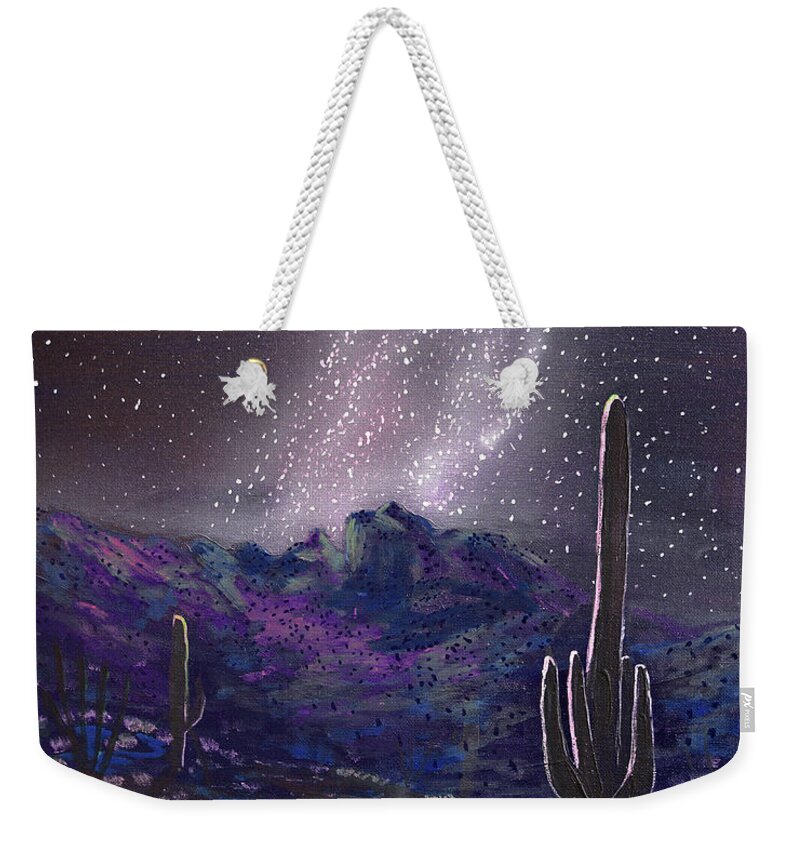 Tucson Weekender Tote Bag featuring the painting Sabino Canyon Stars, Tucson by Chance Kafka
