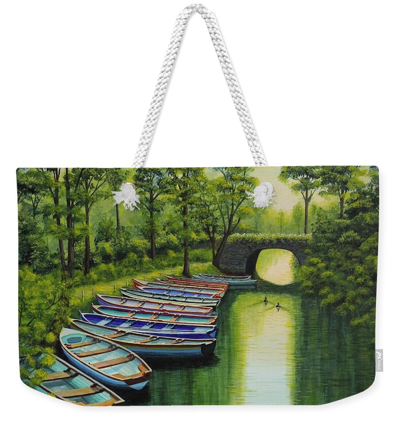 Kim Mcclinton Weekender Tote Bag featuring the painting Safe Harbour by Kim McClinton