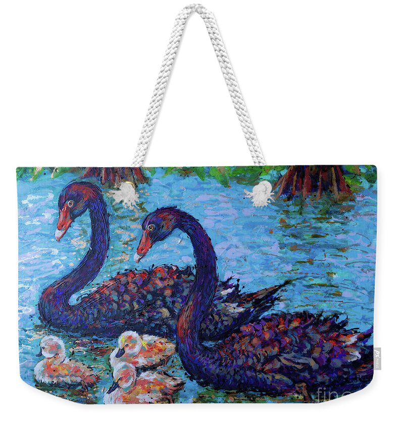  Weekender Tote Bag featuring the painting Safeguarding Black Swans by Jyotika Shroff