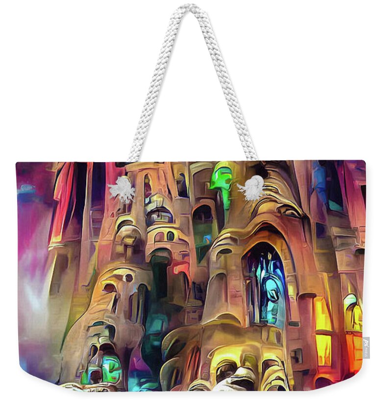 Sagrada Familia Weekender Tote Bag featuring the digital art Sagrada Familia Church Barcelona 05 by Matthias Hauser