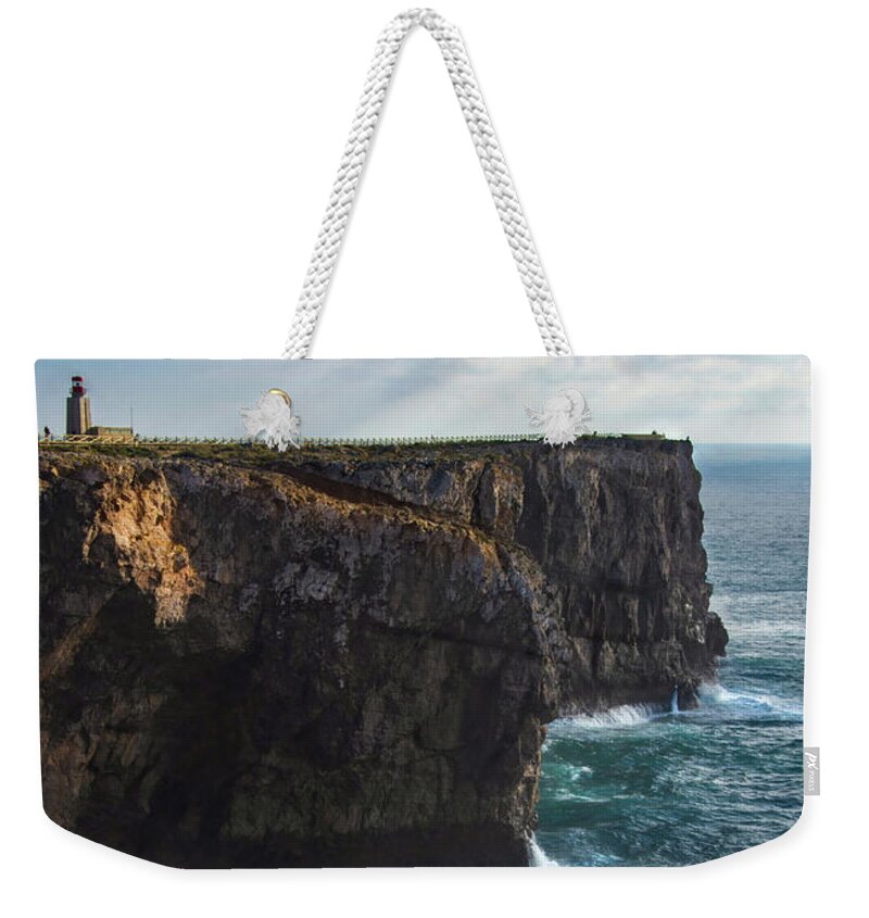 Algarve Weekender Tote Bag featuring the photograph Sagres Portugal Headlands by Rebecca Herranen