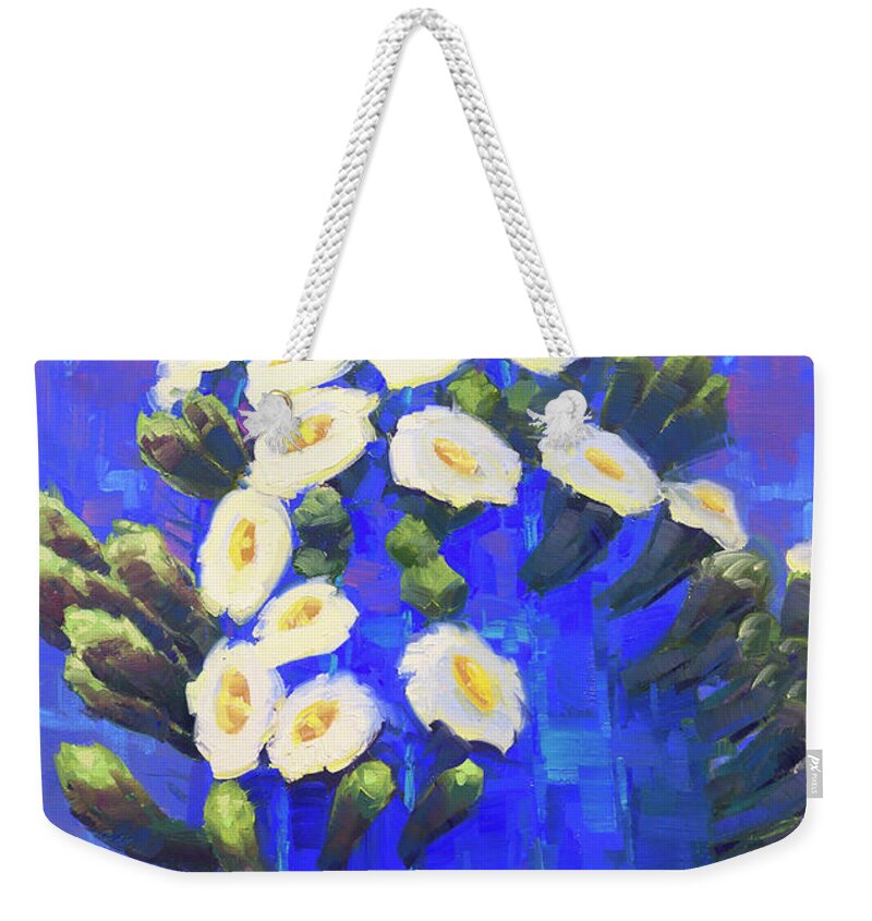 Saguaro Weekender Tote Bag featuring the painting Saguaro in Blue by Cody DeLong