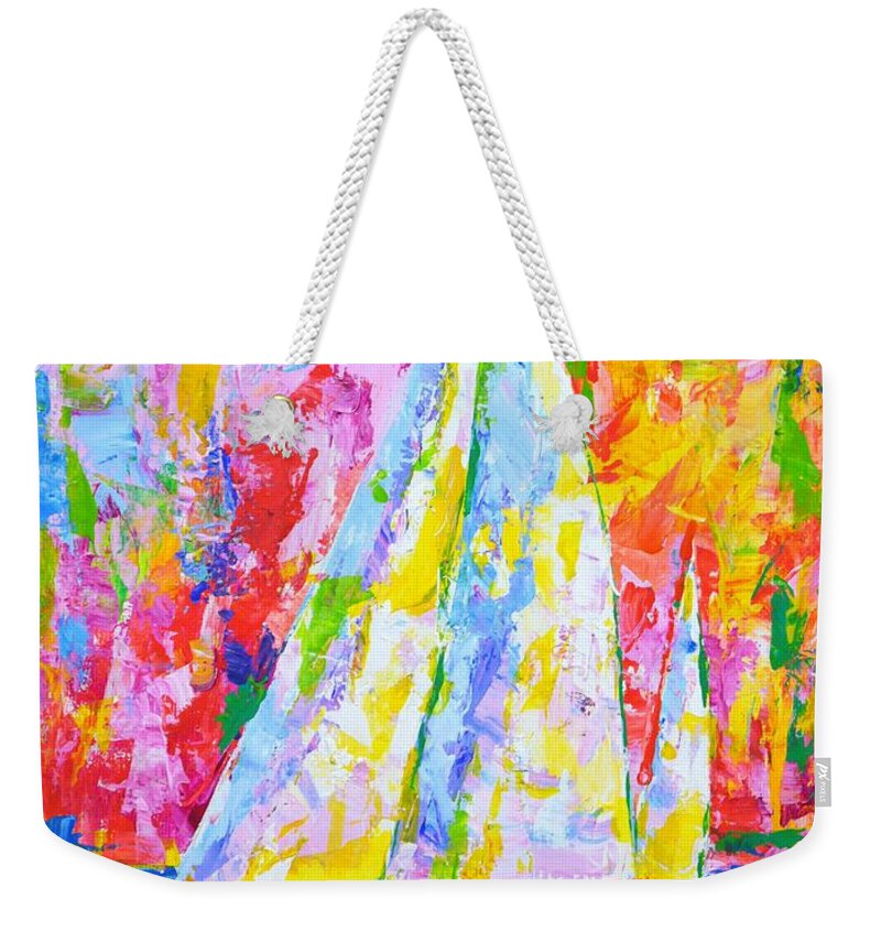 Sailboats Weekender Tote Bag featuring the painting Sailboat 9. by Iryna Kastsova