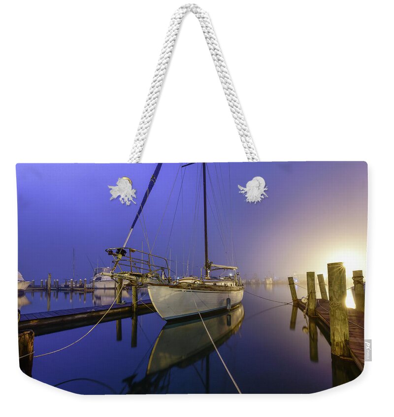 Sailboat Weekender Tote Bag featuring the photograph Sailboat Blues by Christopher Rice
