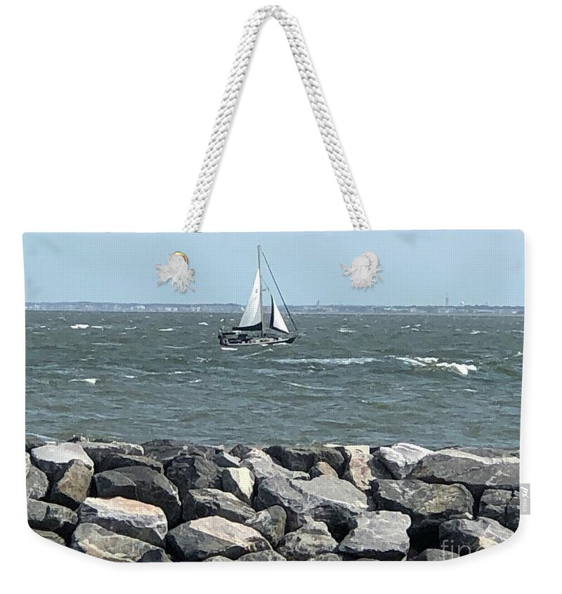 Fort Monroe Weekender Tote Bag featuring the photograph Sailing at Fort Monroe by Catherine Wilson