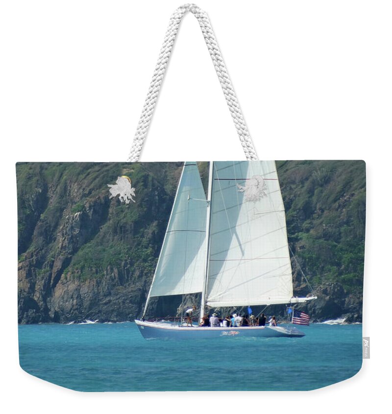 Ocean Scene Weekender Tote Bag featuring the photograph Sailing in St Martin by Mike McGlothlen