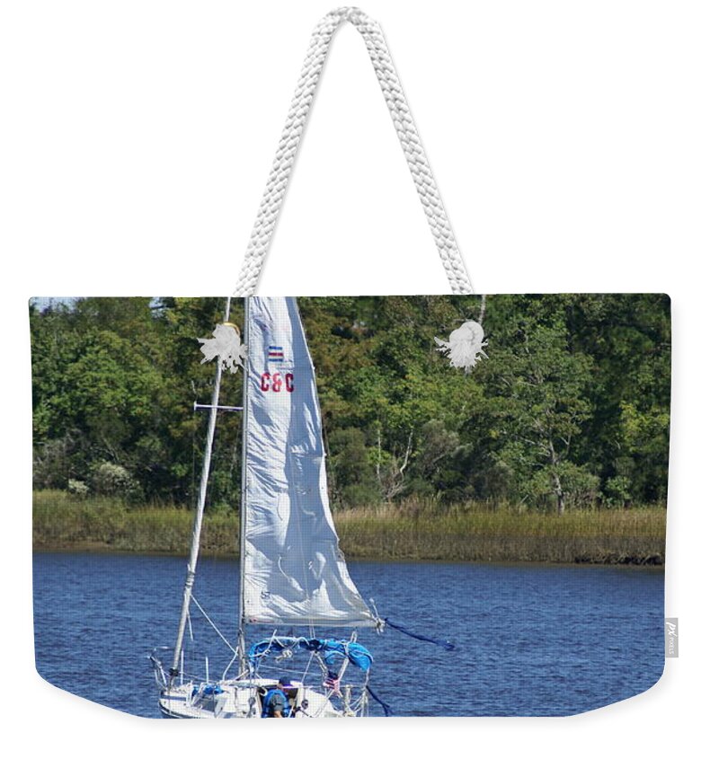  Weekender Tote Bag featuring the photograph Sailing on the Brunswick River by Heather E Harman
