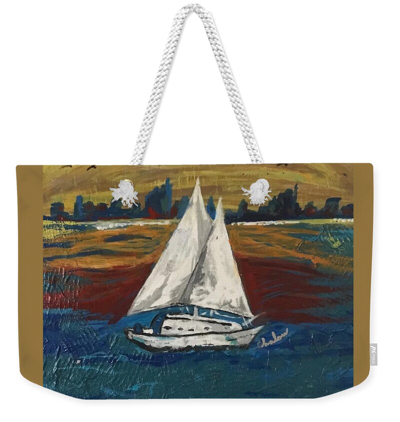 Weekender Tote Bag featuring the painting Sailing on the Horizon by Charles Young
