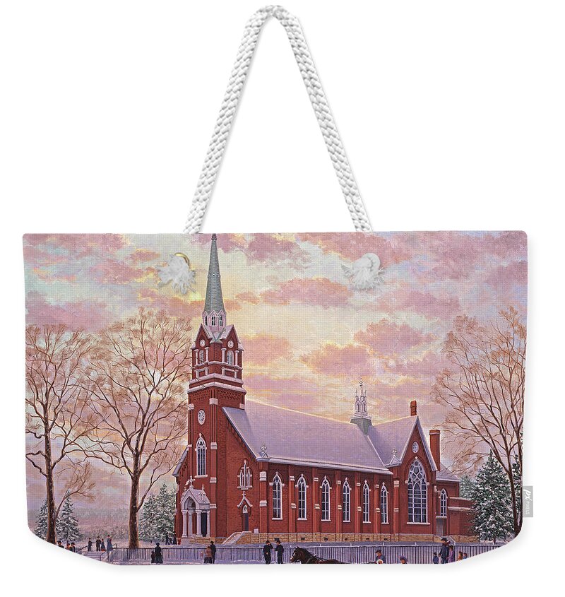 Schaefer Miles Weekender Tote Bag featuring the painting Saint Peter and Paul Catholic Church by Kevin Wendy Schaefer Miles
