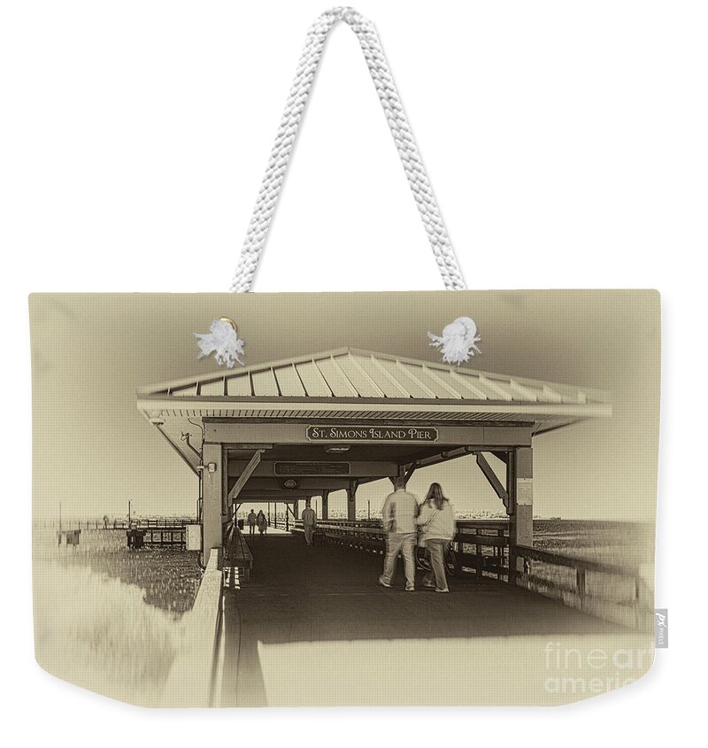 Saint Simons Weekender Tote Bag featuring the photograph Saint Simons Island Pier by DB Hayes