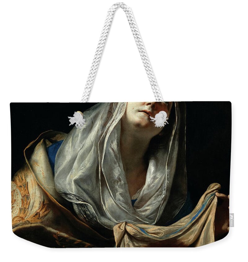 Mattia Preti Weekender Tote Bag featuring the painting Saint Veronica with the Veil, 1653 by Mattia Preti