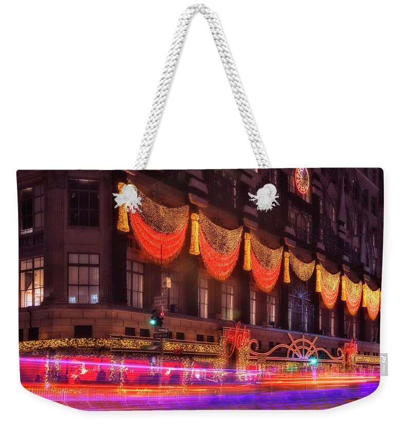 Saks Fifth Avenue NYC Christmas Weekender Tote Bag by Susan