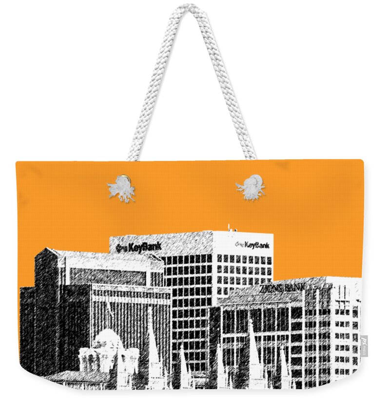 Architecture Weekender Tote Bag featuring the digital art Salt Lake City Skyline - Orange by DB Artist