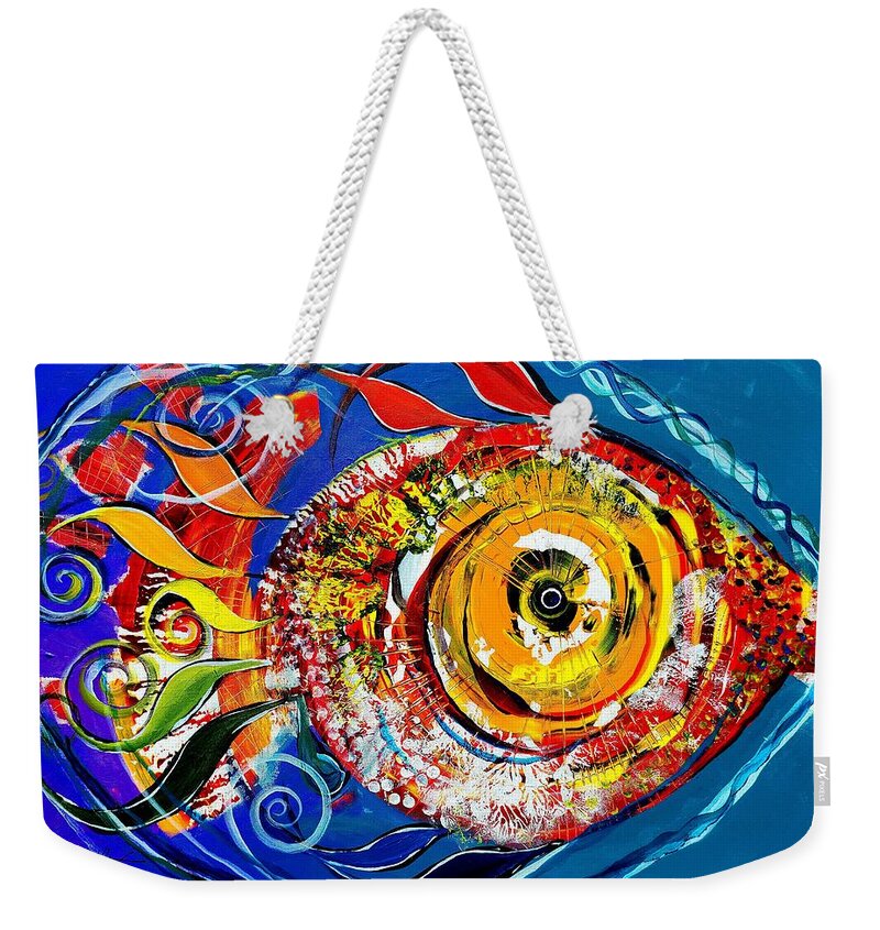 Fish Weekender Tote Bag featuring the painting San Antonio Fish by J Vincent Scarpace