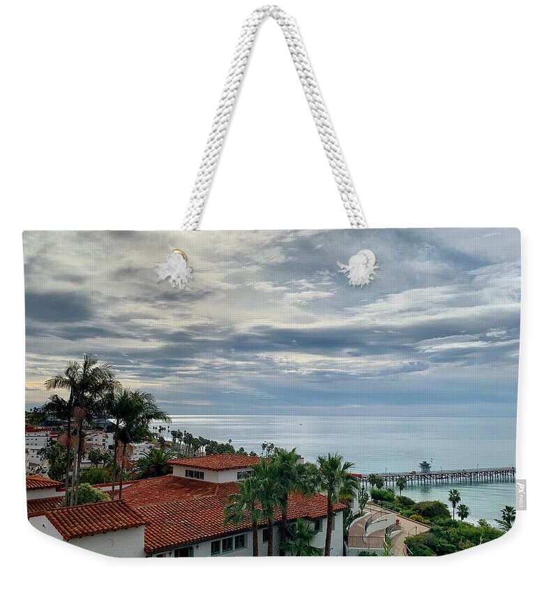 San Clemente Weekender Tote Bag featuring the photograph San Clemente Skies by Brian Eberly