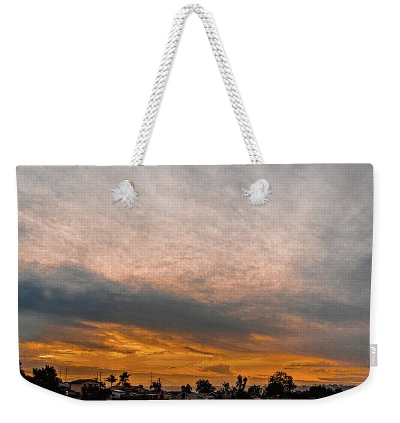 Sunrise Weekender Tote Bag featuring the photograph San Diego Sunrise 1/21/21 by Phyllis Spoor
