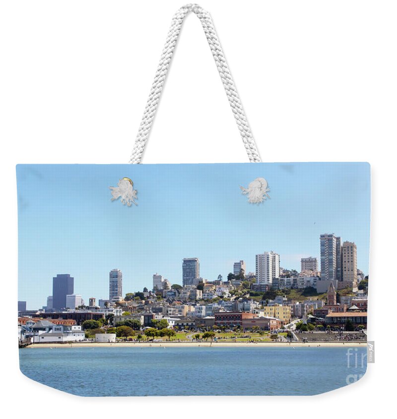 Wingsdomain Weekender Tote Bag featuring the photograph San Francisco Aquatic Park From Hyde Street to Ghirardelli Square R2532a Long by Wingsdomain Art and Photography