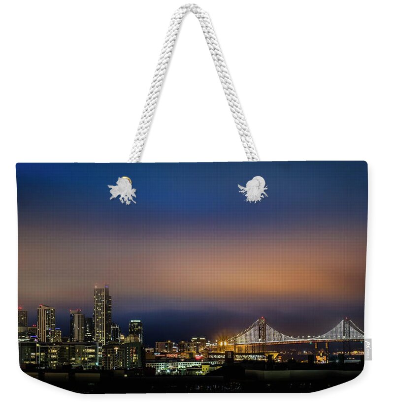 Bay Bridge Weekender Tote Bag featuring the photograph San Francisco Skyline Pano by Gary Geddes