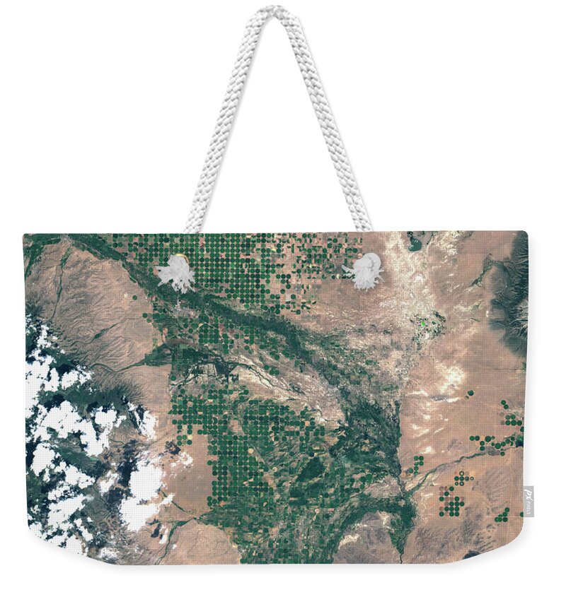 Satellite Image Weekender Tote Bag featuring the digital art San Luis Valley, Colorado by Christian Pauschert