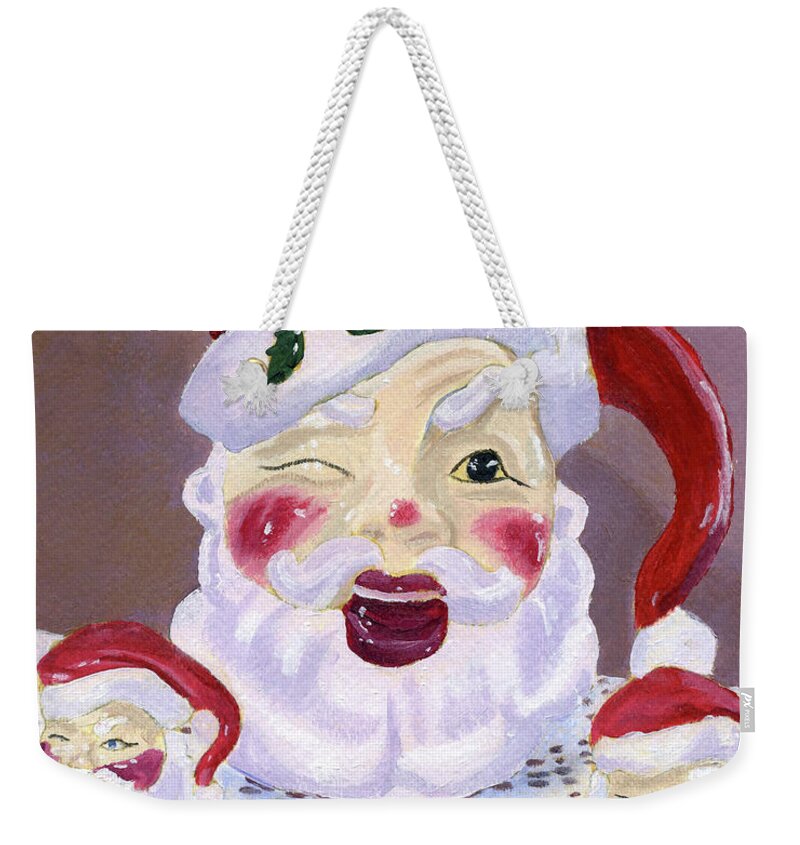 Santa Claus Weekender Tote Bag featuring the painting Santa Baby by Lynne Reichhart